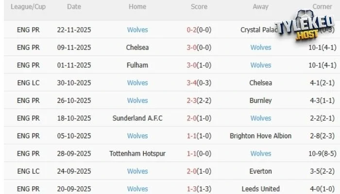 Tình hình tuyển Wolverhampton Wanderers
